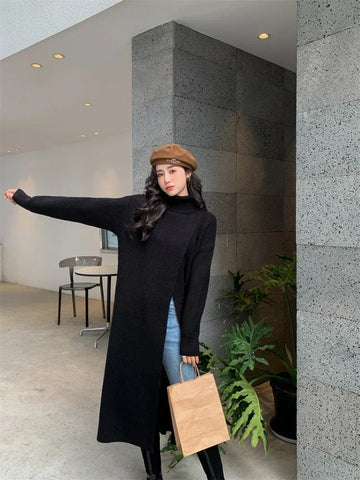 New in Autumn Winter Women Knitted Pullover Long Dresses